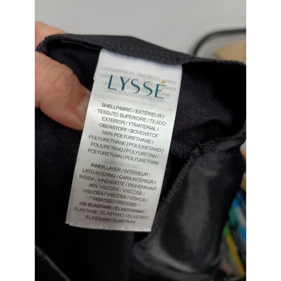Lysse Womens Skinny Pants Large Black Faux Leather Slimming Pull On High Rise - Picture 6 of 8